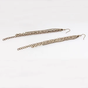 simple design cheap china brass chains hanging earrings E30064
