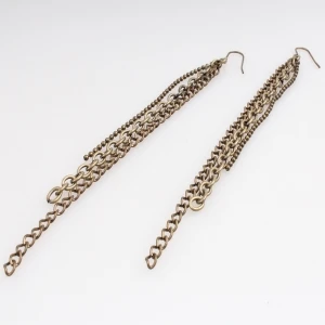 simple design cheap china brass chains hanging earrings E30064