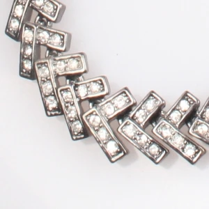 simple fancy long gunmetal chain rhinestone necklace N90072