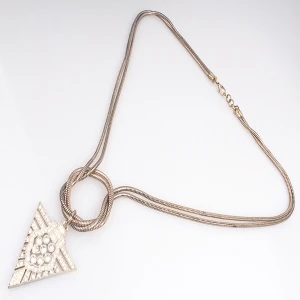 simple gold chain rhinestone triangle pendant necklace N90096