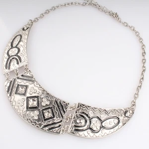 stainless steel color ethnic bib chunky collar necklace N90098