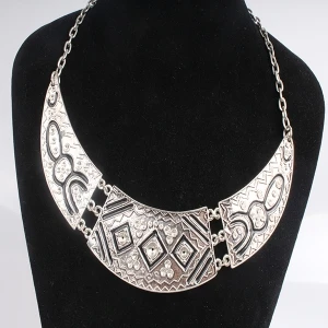stainless steel color ethnic bib chunky collar necklace N90098