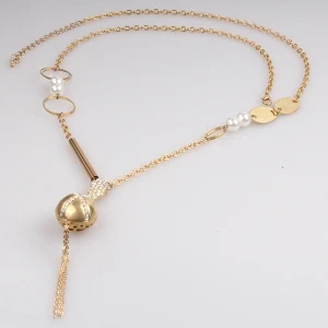 vintage boutique ball chain pearl pendant necklace N90074