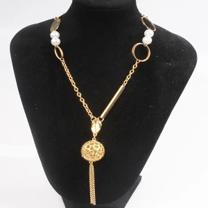 vintage boutique ball chain pearl pendant necklace N90074