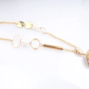 vintage boutique ball chain pearl pendant necklace N90074