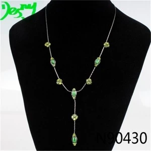 Cina vintage boutique natural emerald beads pendant necklace N90430 produttore