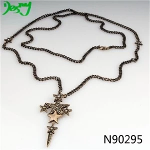 Китай vintage boutique star sword crystal pendant necklace N90295 производителя