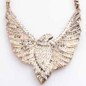 vintage crystal gold eagle statement necklace N90076