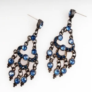 vintage gypsy peacock rhinestone feather earrings E30070