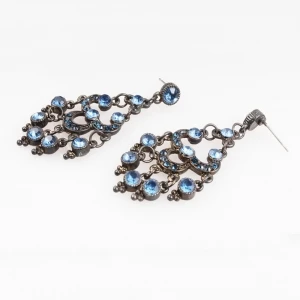vintage gypsy peacock rhinestone feather earrings E30070