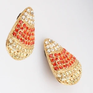 wholesale colorful rhinestone tortoise shell clip on earrings E30012