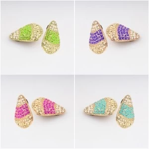 Κίνα wholesale colorful rhinestone tortoise shell clip on earrings E30012 κατασκευαστής