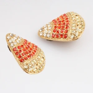 wholesale colorful rhinestone tortoise shell clip on earrings E30012