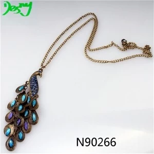 China wholesale vintage peacock costume pendant necklace N90266 manufacturer