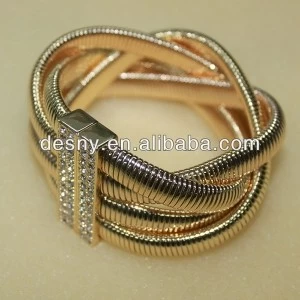 China wide indian gold plated imitation elastic rhinestone bangle B10119 fabricante