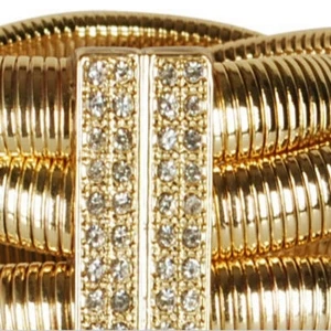 wide indian gold plated imitation elastic rhinestone bangle B10119