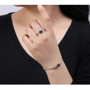 zircon wholesale costume s925 sterling silver natural druzy stone fashion ring and bracelet jewelry set for women