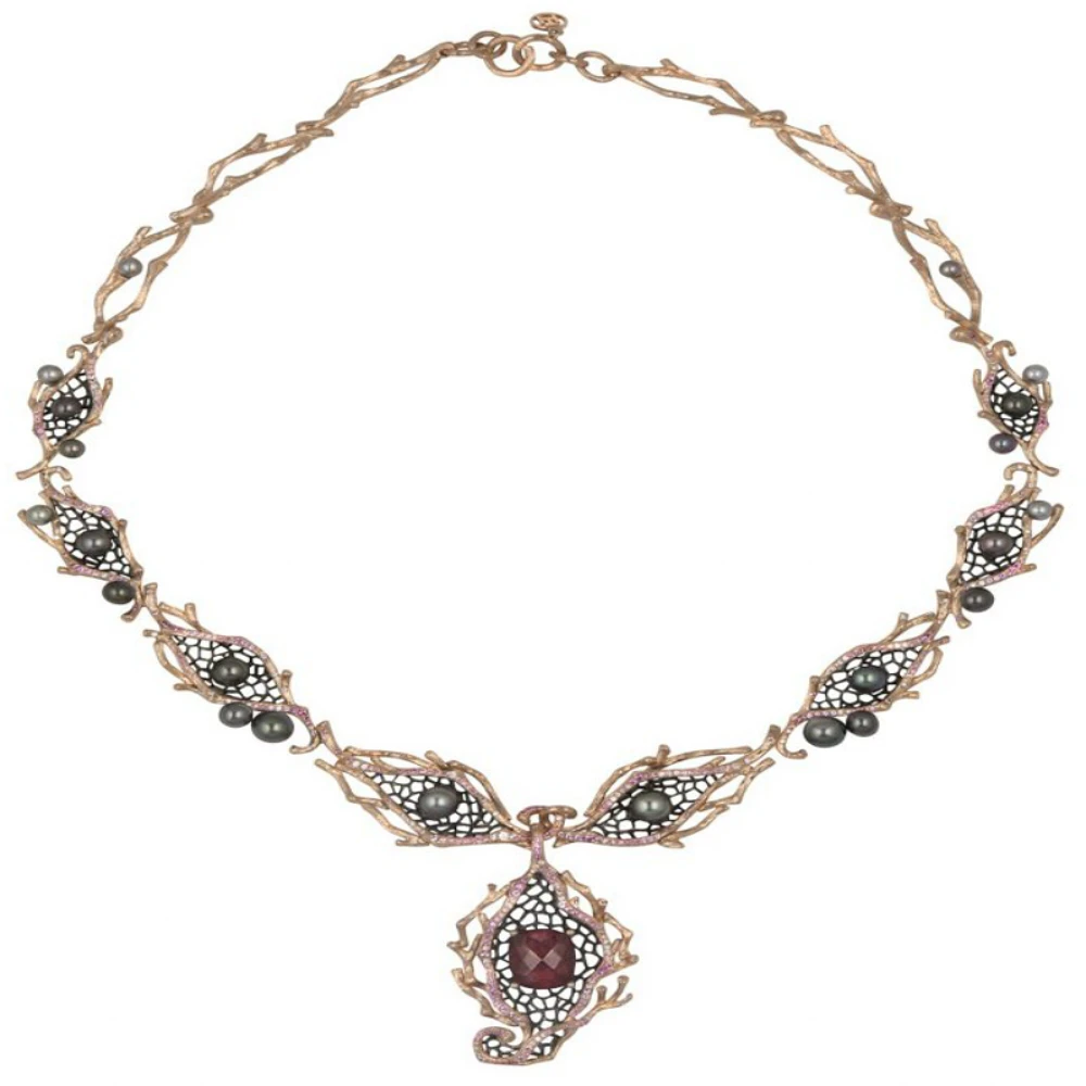 2017 más reciente Europea de moda americana hueca de cobre amarillo Perla joyas collar encanto fabricante N1