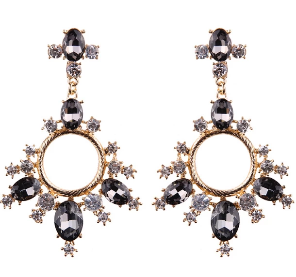 porcelana 2018 European  Exaggerated Crystal Circle Women Drop Earring Elegant Earring Jewelry as Gift for ladies fabricante