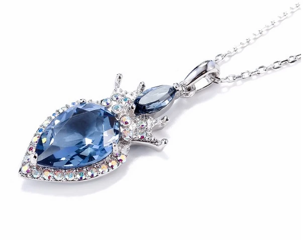 2018 Latest Women Jewelry 925 Sterling Silver Necklace Pendant with Bule Gemstone