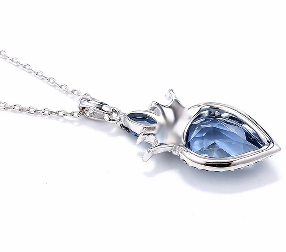 2018 Latest Women Jewelry 925 Sterling Silver Necklace Pendant with Bule Gemstone