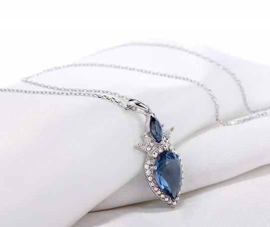 2018 Latest Women Jewelry 925 Sterling Silver Necklace Pendant with Bule Gemstone