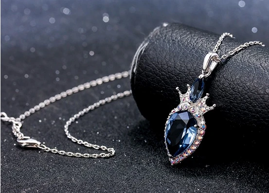 2018 Latest Women Jewelry 925 Sterling Silver Necklace Pendant with Bule Gemstone