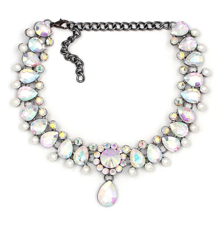 2018 New European and American style multi-colored wedding party gift drop necklace for women