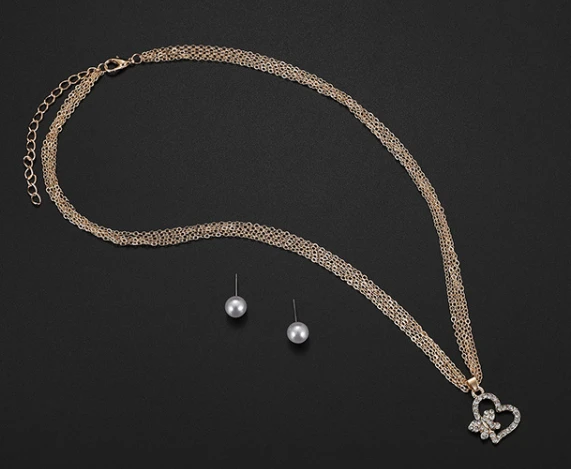 2018 fashion jewelry,gold plated earring and long chains necklace pearls necklace sets jewelry supplier