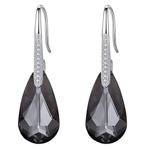 925 Sterling Silver Crystals Teardrop Hook Dangle Earrings Wholesale in China