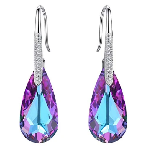925 Sterling Silver Crystals Teardrop Hook Dangle Earrings Wholesale in China