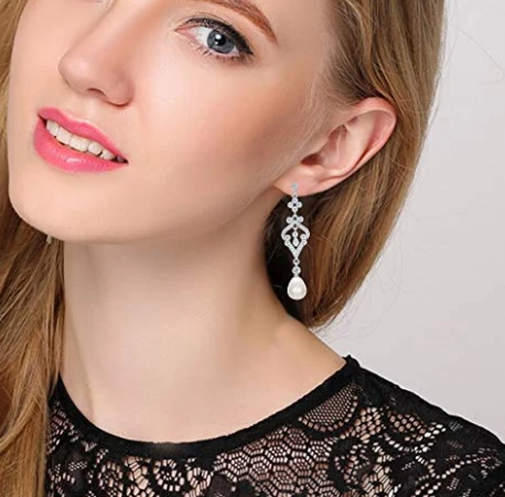 925 Sterling Silver Freshwater Cultured Pearl Teardrop Dangle Earrings for Christmas Promotion