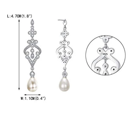 925 Sterling Silver Freshwater Cultured Pearl Teardrop Dangle Earrings for Christmas Promotion