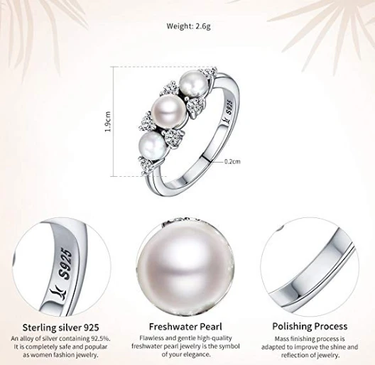 925 Sterling Silver Gorgeous Love Freshwater Pearl Ring for Women Wedding Jewelry Manufacturer