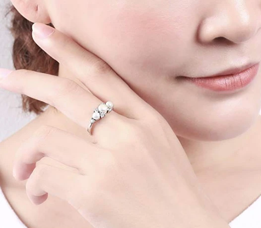 925 Sterling Silver Gorgeous Love Freshwater Pearl Ring for Women Wedding Jewelry Manufacturer