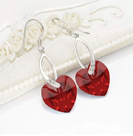 925 Sterling Silver Love Heart French Hook Dangle Earrings Birthday Anniversary Gifts for Women Mom Wife