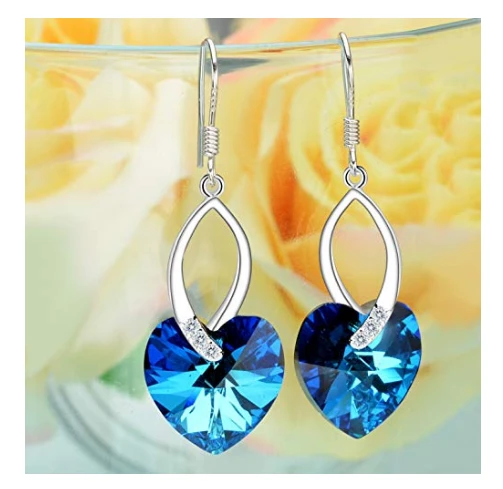 925 Sterling Silver Love Heart French Hook Dangle Earrings Birthday Anniversary Gifts for Women Mom Wife