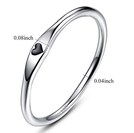 925 Sterling Silver Simple Carve Heart Wedding Promise Ring Factory China