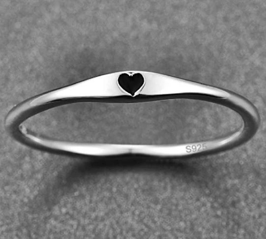 925 Sterling Silver Simple Carve Heart Wedding Promise Ring Factory China