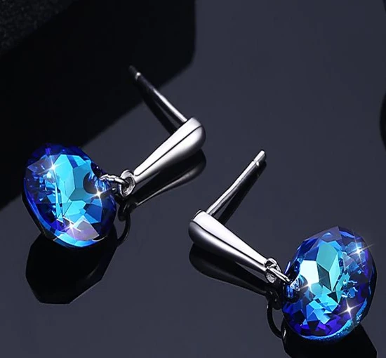 925 sliver earrings with blue crystals Manufacturer in China