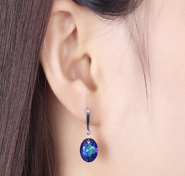 925 sliver earrings with blue crystals Manufacturer in China