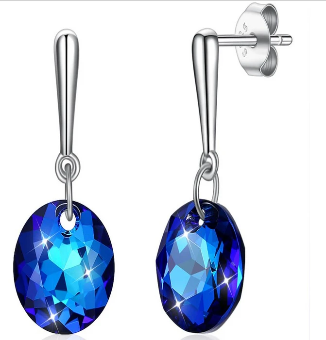 925 sliver earrings with blue crystals Manufacturer in China