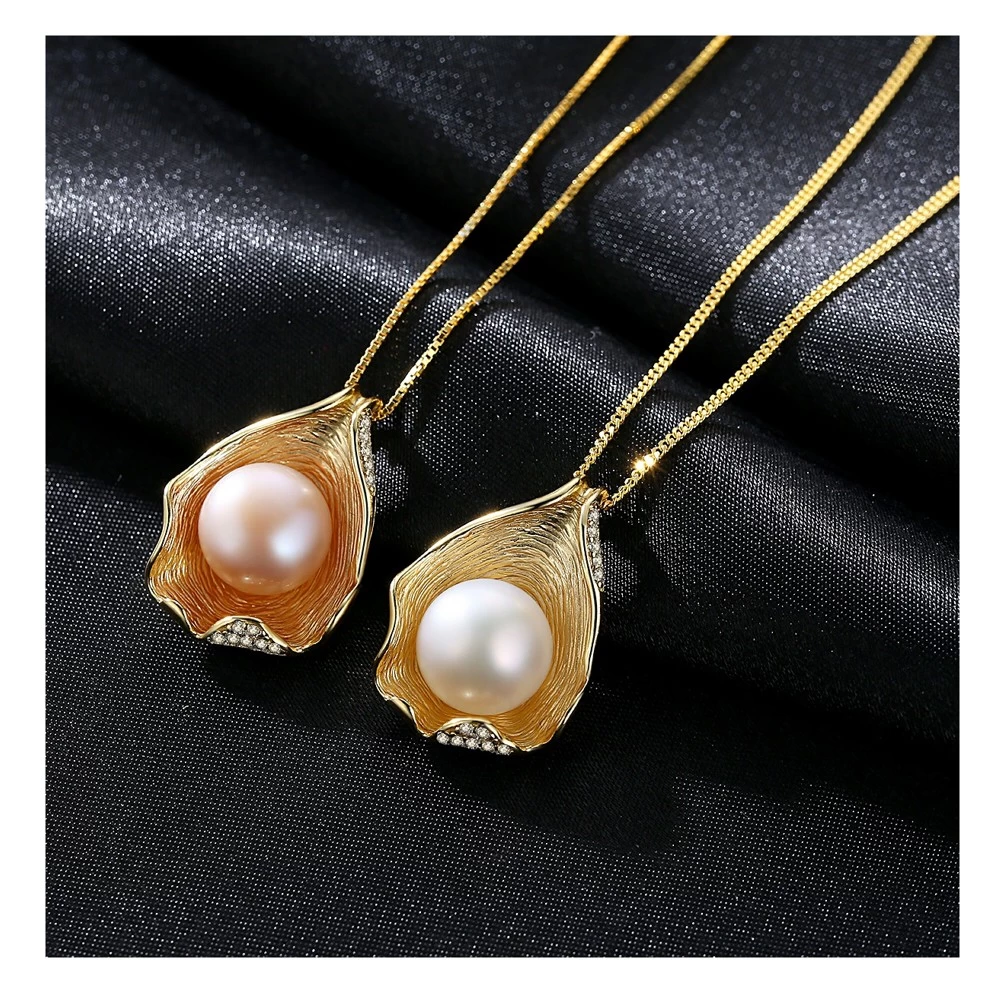 China 925 sterling silver pearl necklace pendant 18K gold shell pearl necklace NS1 925 silver jewelry wholesales manufacturer