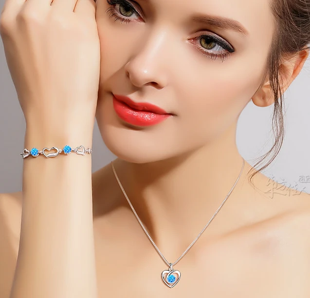 Beautiful Natural Crystal Sterling Silver Necklace and Bracelet Jewelry Set