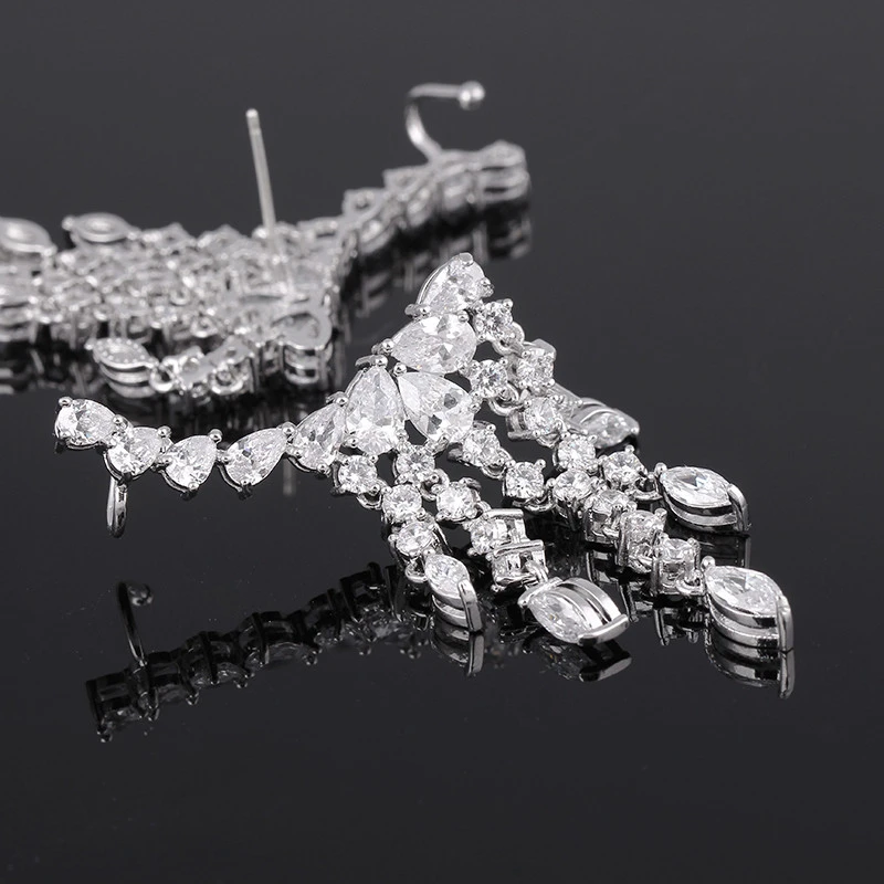 China Fashion Luxury Zircon Fringe Ear Crawler Teardrop Ear Cuff Wrap Sweep Earrings,Tassel  Fringe Earrings