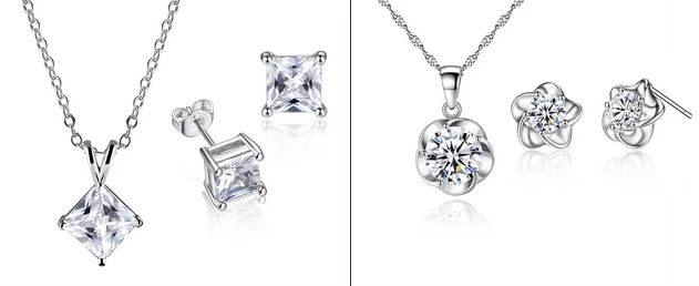 China wholesale earrings necklace jewelry women 925 sterling silver jewelry set