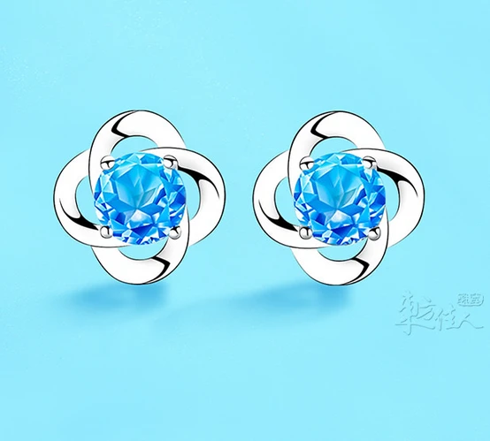 Christmas Gift 925 Sterling Silver Crystal Stud Earrings Manufacturer Woman Earrings