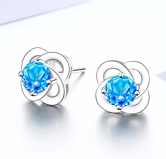 Christmas Gift 925 Sterling Silver Crystal Stud Earrings Manufacturer Woman Earrings