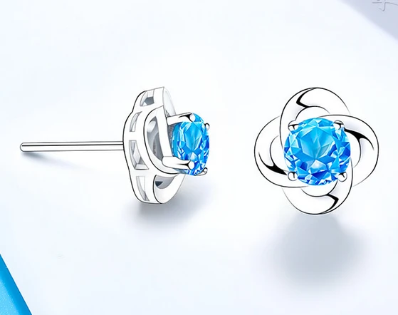 Christmas Gift 925 Sterling Silver Crystal Stud Earrings Manufacturer Woman Earrings
