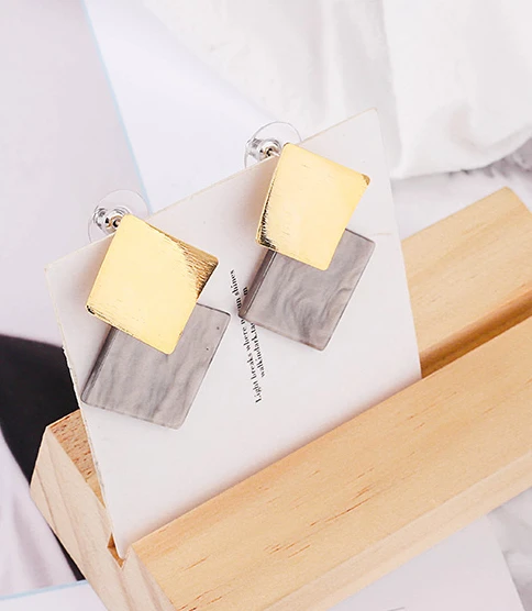 Christmas Gift Geometry Diamond Stud Earring for Office Lady